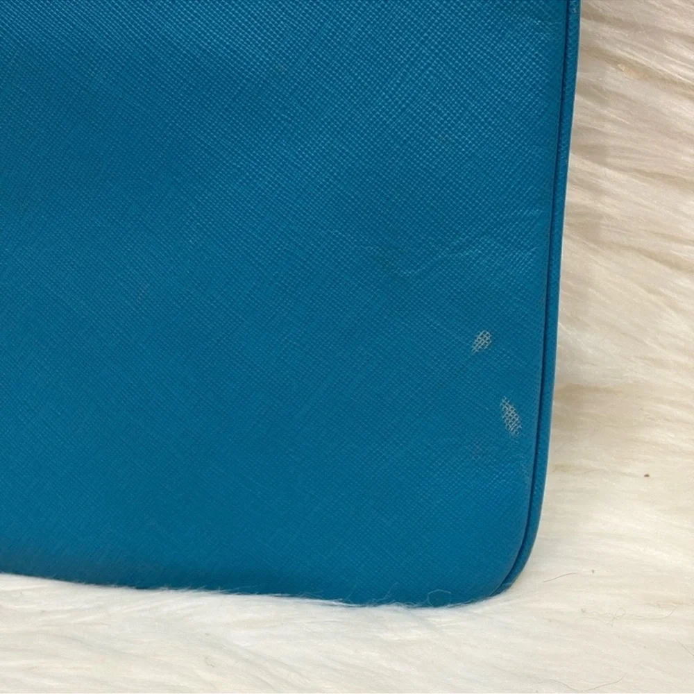 MCM Teal Blue Leather Laptop Sleeve